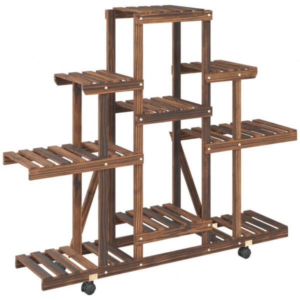 Soporte de flores con ruedas madera maciza abeto 110x25x101 cm M 4