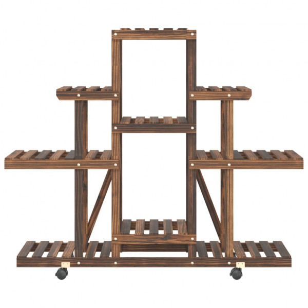 Soporte de flores con ruedas madera maciza abeto 110x25x101 cm M 5