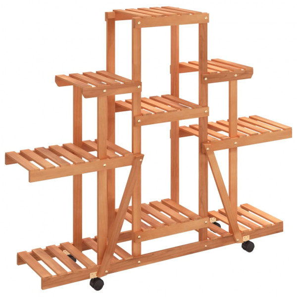 Soporte de flores con ruedas madera maciza abeto 110x25x101 cm M 2