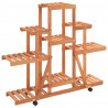 Soporte de flores con ruedas madera maciza abeto 110x25x101 cm 2