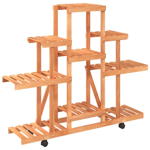 Soporte de flores con ruedas madera maciza abeto 110x25x101 cm M 4
