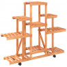 Soporte de flores con ruedas madera maciza abeto 110x25x101 cm 4