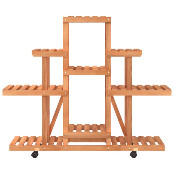 Soporte de flores con ruedas madera maciza abeto 110x25x101 cm M 5