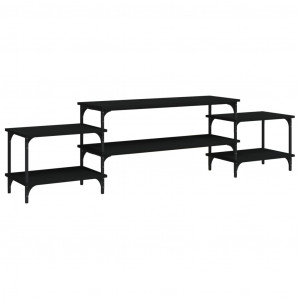 Mueble para TV madera contrachapada negro 197x35x52 cm H