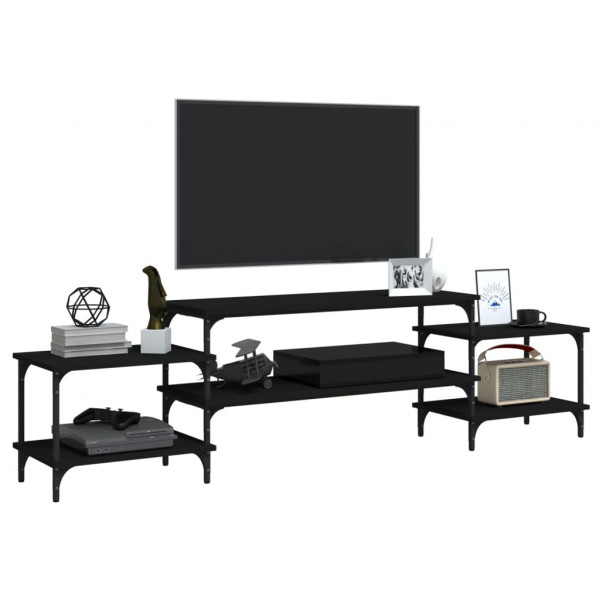 Mueble para TV madera contrachapada negro 197x35x52 cm M 4