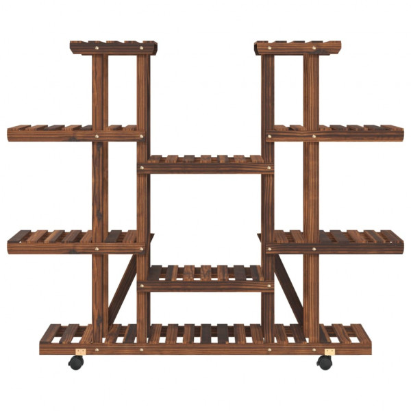 Soporte de flores con ruedas madera maciza abeto 110x25x115 cm M 4