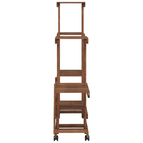 Soporte de flores con ruedas madera maciza abeto 95x25x101 cm M 5