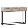Mesa consola hierro y madera contrachapada blanco 105x30x75 cm 5