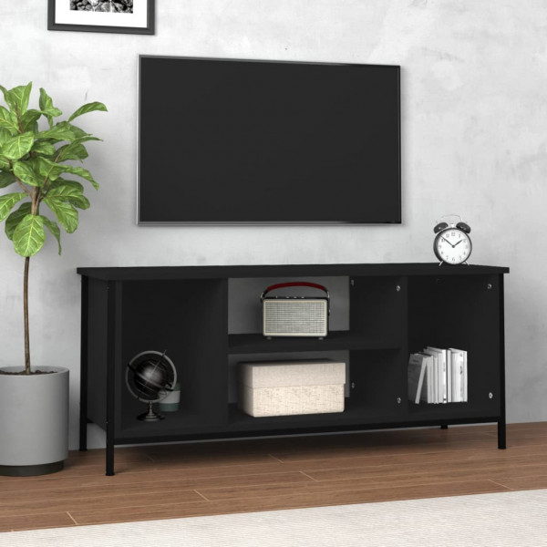 Mueble de TV madera contrachapada negro 102x35x45 cm D