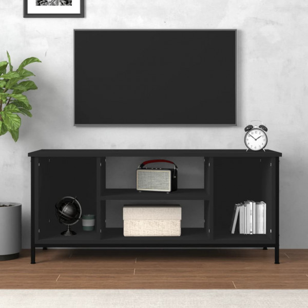 Mueble de TV madera contrachapada negro 102x35x45 cm M 3