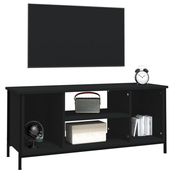Mueble de TV madera contrachapada negro 102x35x45 cm M 4