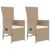 Set comedor de jardín 3 pzas con cojines ratán sintético beige 4