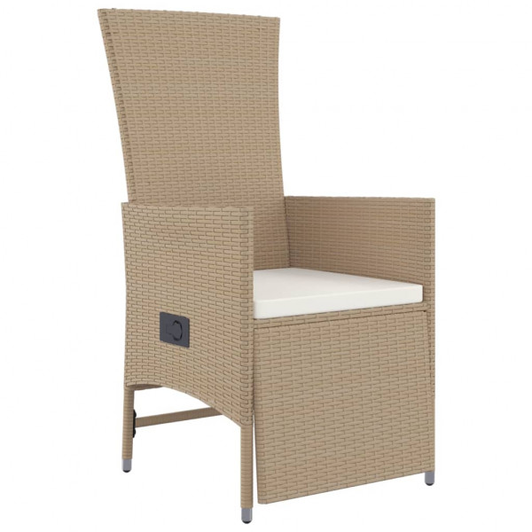 Set comedor de jardín 3 pzas con cojines ratán sintético beige M 5