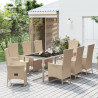 Set comedor de jardín 9 pzas con cojines ratán sintético beige 1