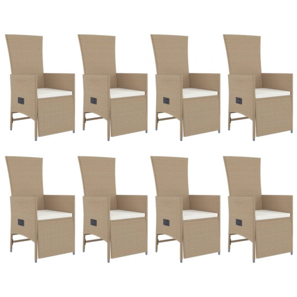 Set comedor de jardín 9 pzas con cojines ratán sintético beige M 4