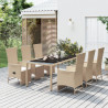 Set comedor de jardín 7 pzas con cojines ratán sintético beige 1