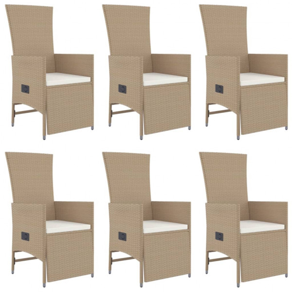 Set comedor de jardín 7 pzas con cojines ratán sintético beige M 4