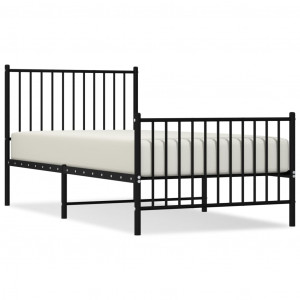 Estrutura de cama com cabeceira e pés 90x190 cm metal preto H