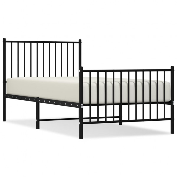 Estructura de cama con cabecero y estribo metal negro 90x190 cm M 2