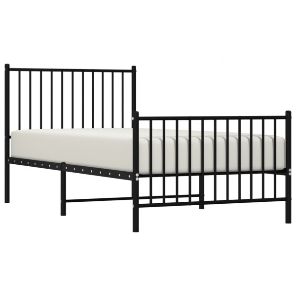 Estrutura de cama com cabeceira e pés 90x190 cm metal preto M 3