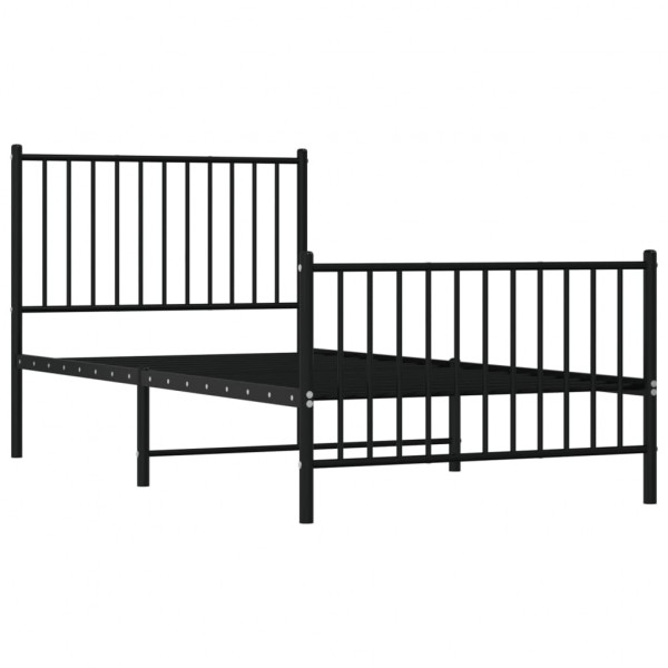 Estrutura de cama com cabeceira e pés 90x190 cm metal preto M 4