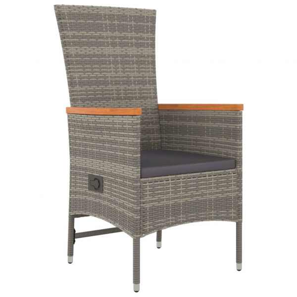 Set comedor jardín 7 pzas y cojines ratán sintético gris M 5