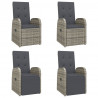 Set comedor de jardín 5 piezas con cojines ratán sintético gris 4