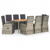 Set comedor jardín 9 pzas y cojines ratán sintético gris 2