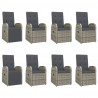 Set comedor jardín 9 pzas y cojines ratán sintético gris 4