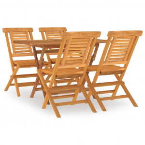 5 pcs conjunto de jantar p/ jardim madeira de teca maciça H