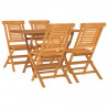 Juego de comedor para jardín 5 piezas madera maciza de teca 3