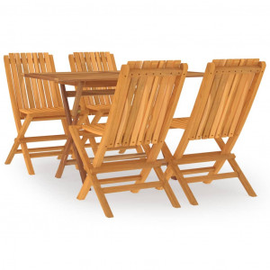 5 pcs conjunto de jantar p/ jardim madeira de teca maciça H