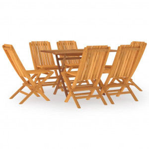 Conjunto de jantar para jardim 7 pcs madeira de teca maciça H