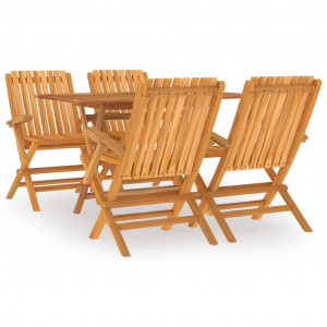 5 pcs conjunto de jantar p/ jardim madeira de teca maciça H