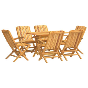 Conjunto de jantar para jardim 7 pcs madeira de teca maciça H