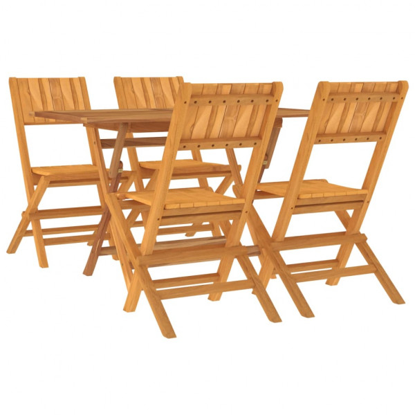 Juego de comedor para jardín 5 piezas madera maciza de teca M 3