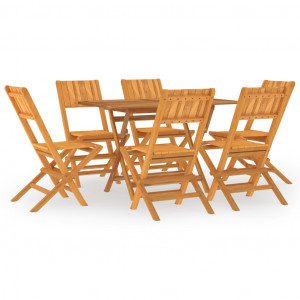 Conjunto de jantar para jardim 7 pcs madeira de teca maciça H