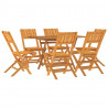 Juego de comedor de jardín 7 piezas madera maciza de teca 3