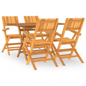5 pcs conjunto de jantar p/ jardim madeira de teca maciça H