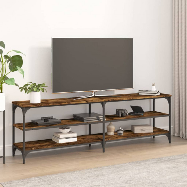 Mueble de TV madera contrachapada roble ahumado 160x30x50 cm D