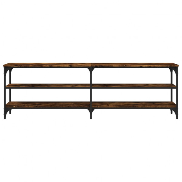 Mueble de TV madera contrachapada roble ahumado 160x30x50 cm M 5