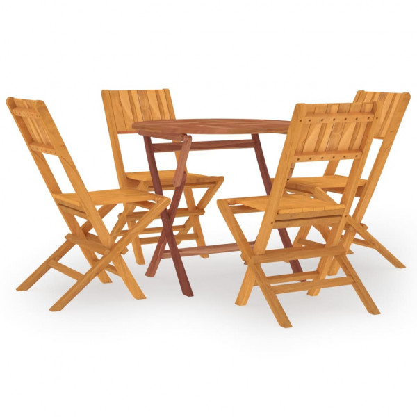 Juego de comedor para jardín 5 piezas madera maciza de teca M 2