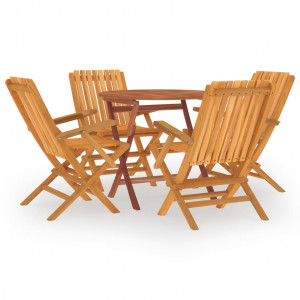 5 pcs conjunto de jantar p/ jardim madeira de teca maciça H