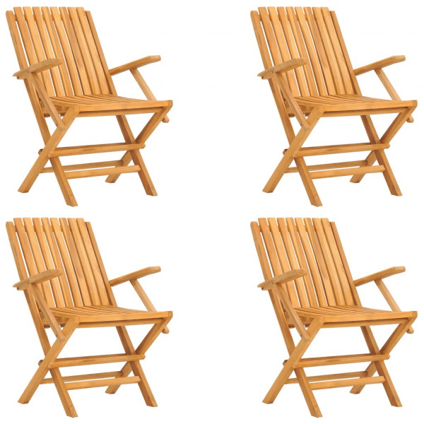 Juego de comedor para jardín 5 piezas madera maciza de teca M 4