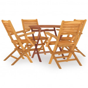5 pcs conjunto de jantar p/ jardim madeira de teca maciça H