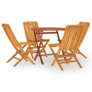 5 pcs conjunto de jantar p/ jardim madeira de teca maciça H