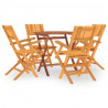 Juego de comedor para jardín 5 piezas madera maciza de teca 2