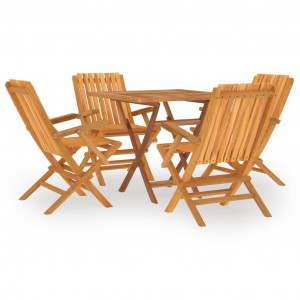 5 pcs conjunto de jantar p/ jardim madeira de teca maciça H