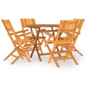 5 pcs conjunto de jantar p/ jardim madeira de teca maciça H