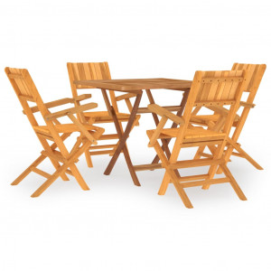 5 pcs conjunto de jantar p/ jardim madeira de teca maciça H